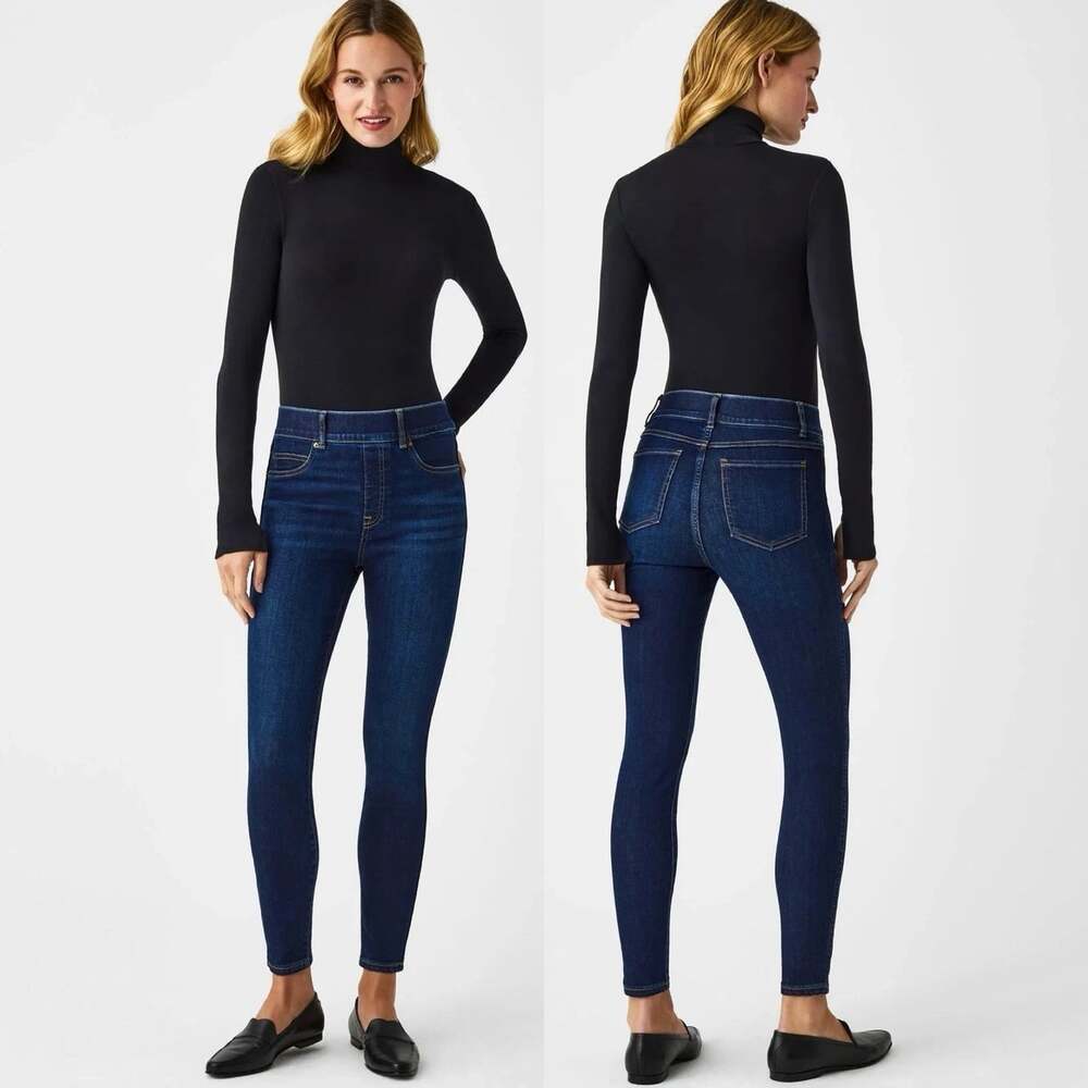 Spanx Ankle Skinny Shaping Plus Size 1X Midnight Shade Pull-On Stretch Jeans